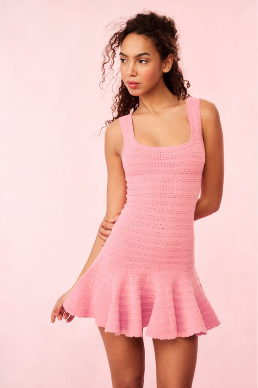 Maryanne Knit Mini Dress - SUNSET PINK