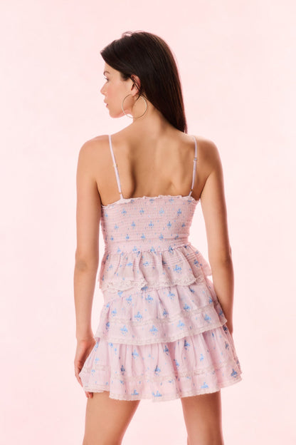 Ruffle Mini Floral Striped Skirt