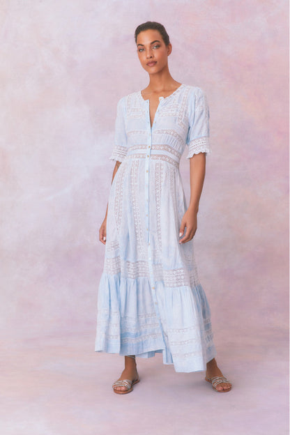 Minka Stripe Hand Dye Lace Maxi Dress