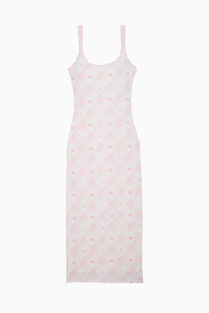 PINK x LoveShackFancy Tartan Icons Modal Midi Dress