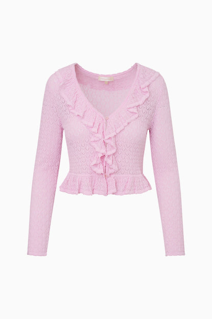 Nilah Stretch Knit Cardigan - LOTUS PETAL