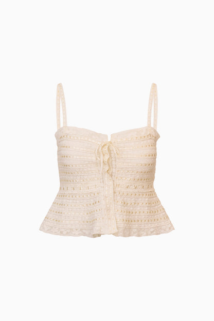 Niraya Woven Cotton Sleeveless Top - OFF WHITE