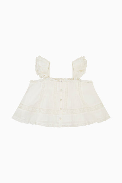 Girls Norabel Cotton Lace-Trimmed Top