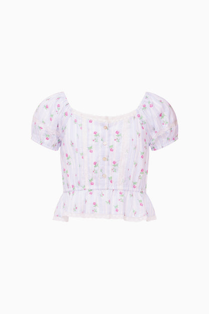 Girls Ottie Floral Striped Top