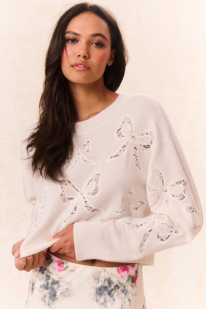 Parson Bow Print Pullover - MARSHMALLOW BLISS