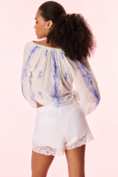 Quindi Linen Crochet Lace Shorts