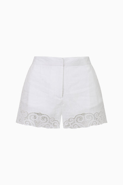 Quindi Linen Crochet Lace Shorts
