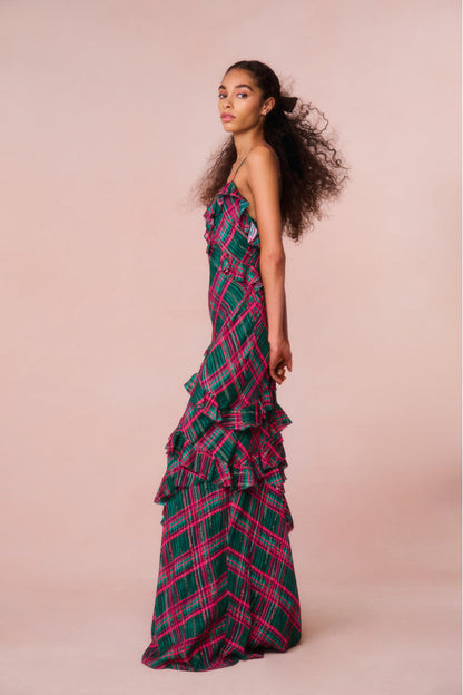 Rialto Silk Tartan Dress - EVERGREEN