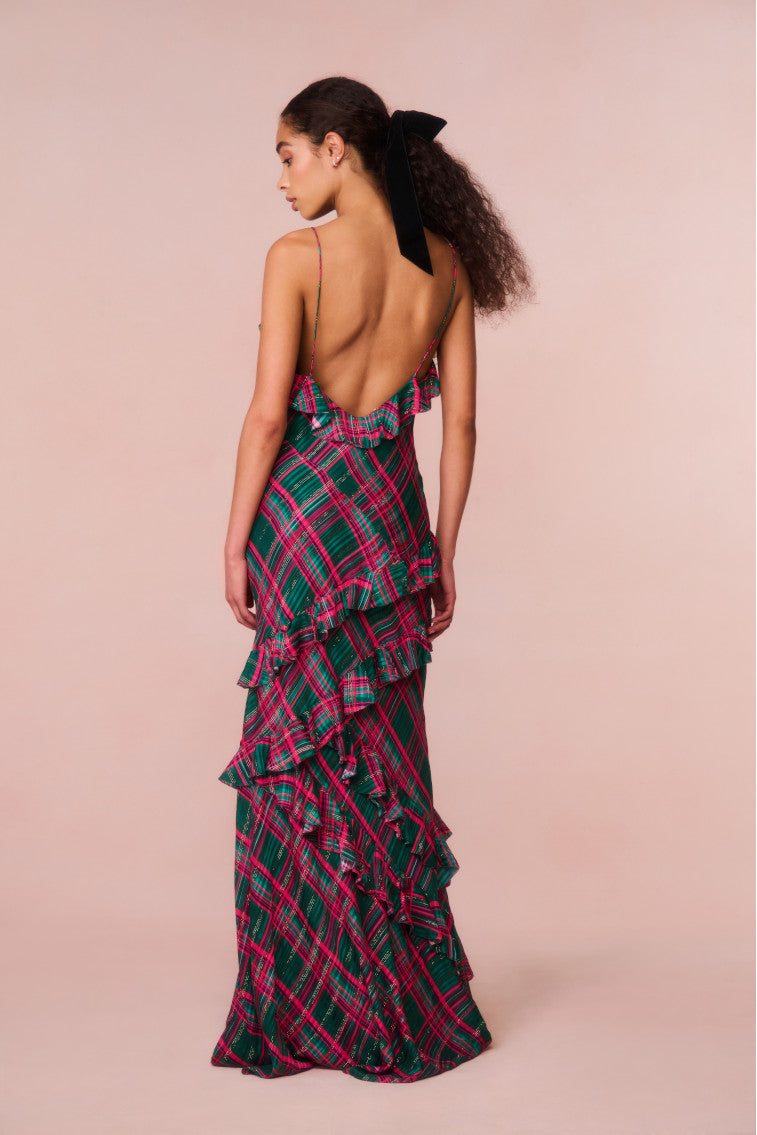 Rialto Silk Tartan Dress - EVERGREEN