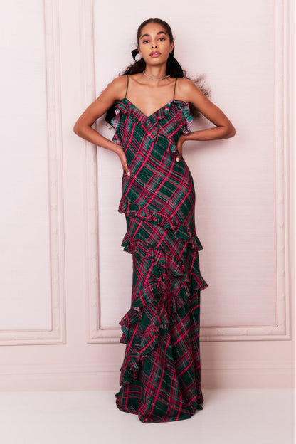 Rialto Silk Tartan Dress - EVERGREEN