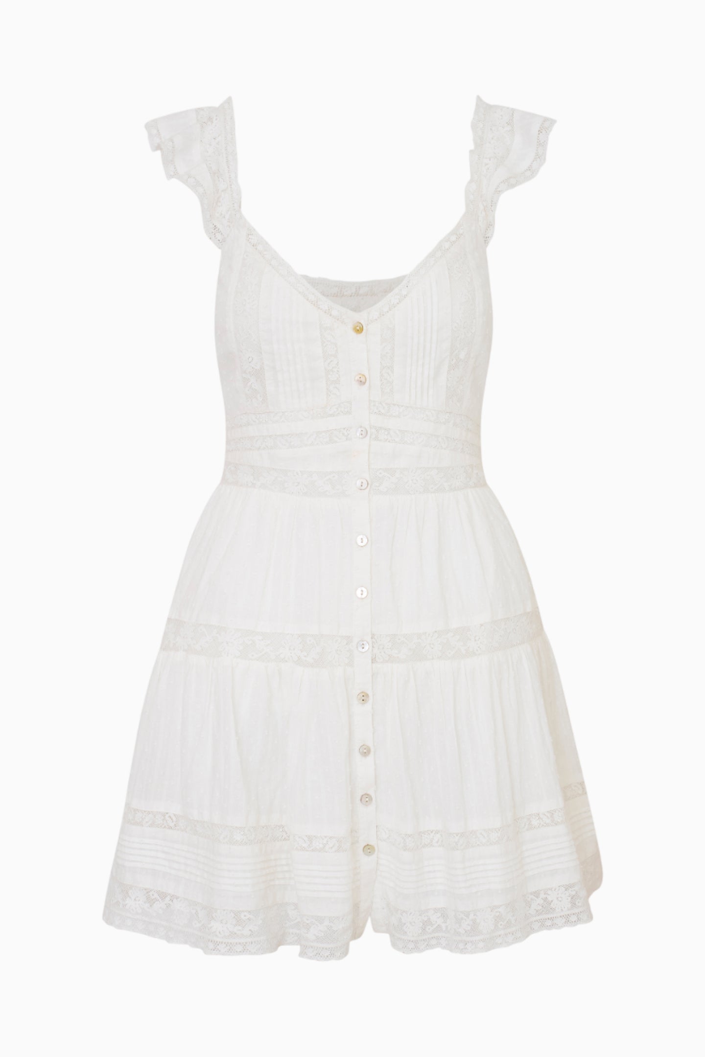 Rietta Cotton Lace-Trimmed Mini Dress - OPTIC WHITE