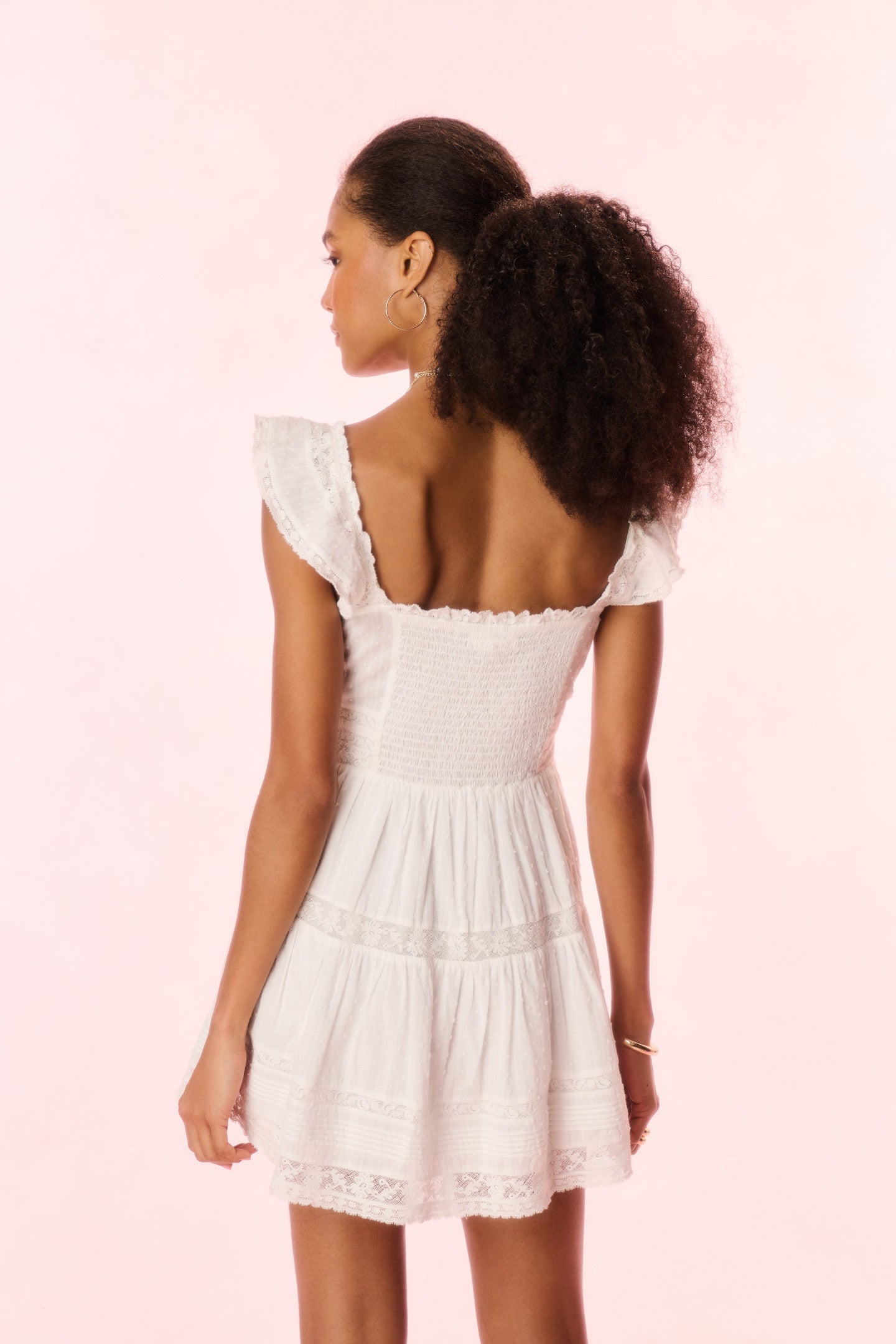 Rietta Cotton Lace-Trimmed Mini Dress - OPTIC WHITE
