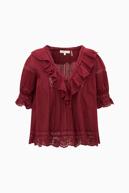 Romilly Cotton Lace Ruffle Blouse