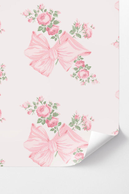 Rosa Beaux in Pink Mint Peel + Stick Wallpaper