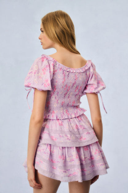 Ruffle Mini Heirloom Print Skirt