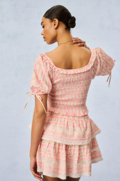 Ruffle Mini Heirloom Print Skirt