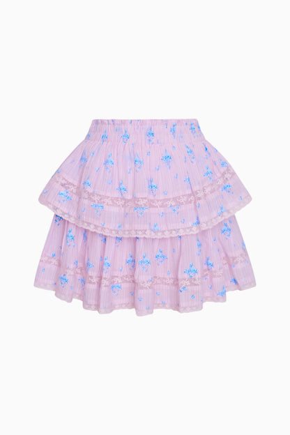 Ruffle Mini Floral Striped Skirt
