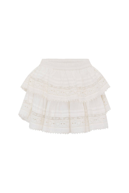 Ruffle Mini Heart Eyelet Lace Skirt