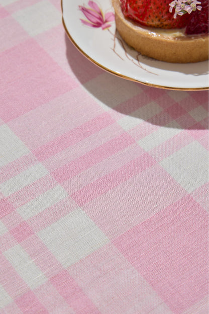 Pink Yarn Dye Table Cloth