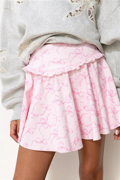 Girls Shanonly Bow Print Active Skort