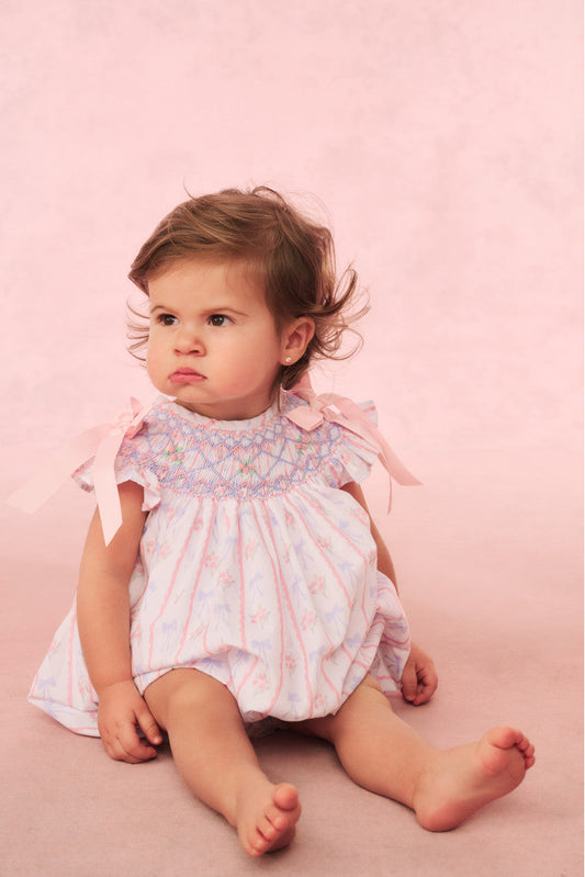 Cecil & Lou Girls Smocked Bow Bubble