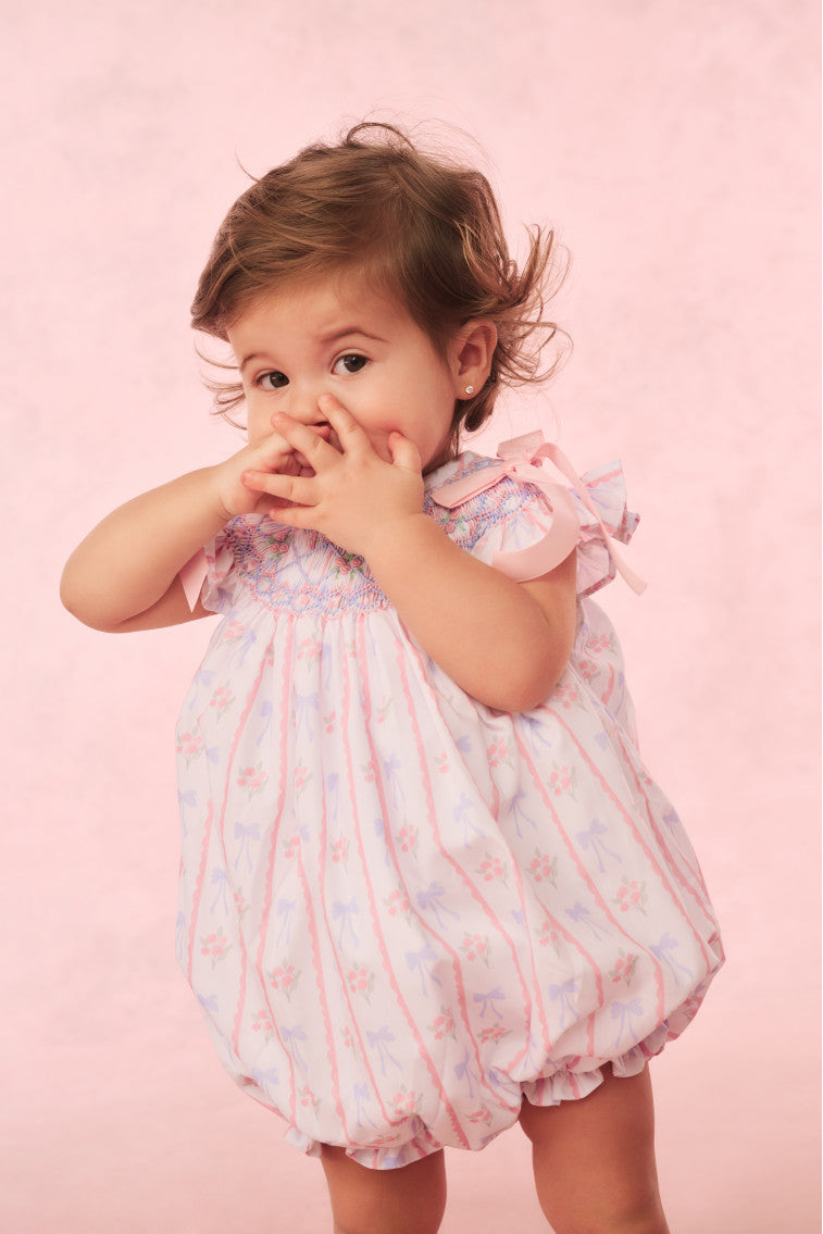 Cecil & Lou Girls Smocked Bow Bubble