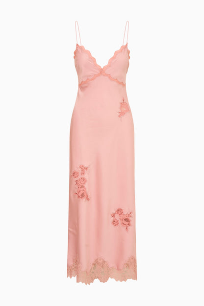 Sorone Satin Lace Maxi Slip Dress