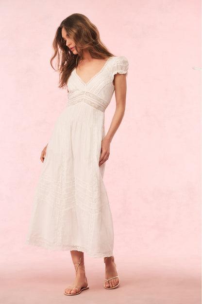 Suvi Cotton Midi Dress - WHITE