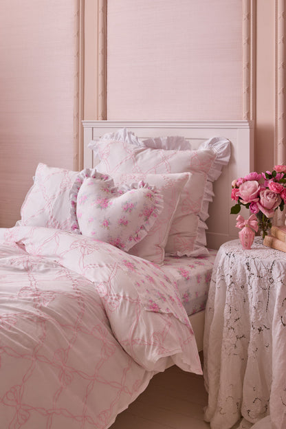 Embroidered Bow Duvet Cover + Sham Set