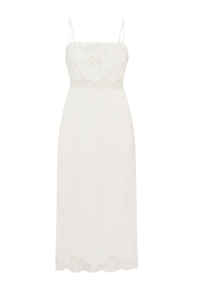 Vinca Cotton Lace Bow Midi Dress