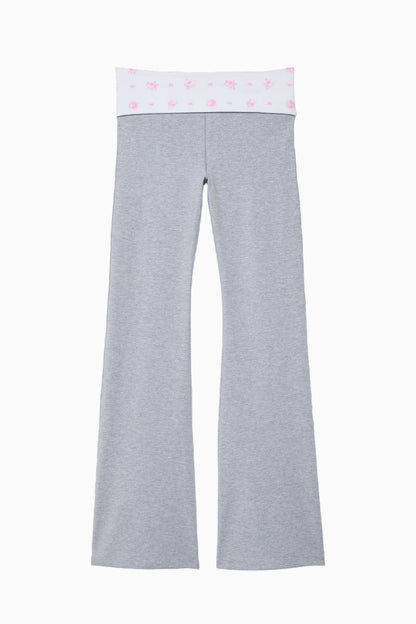 PINK x LoveShackFancy Cotton Foldover Flare Leggings
