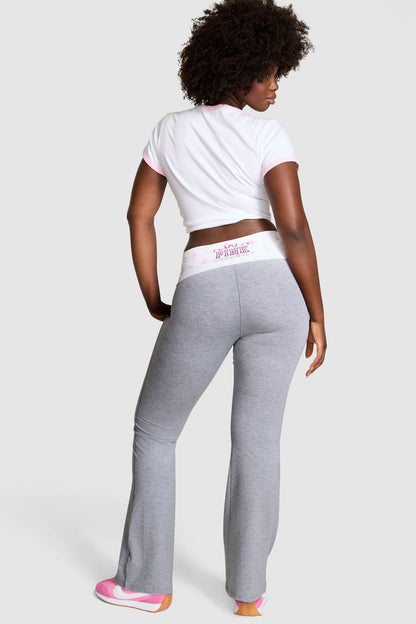PINK x LoveShackFancy Cotton Foldover Flare Leggings