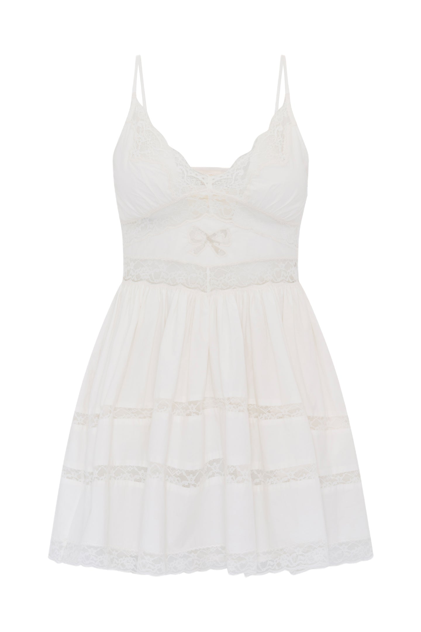Zima Cotton Lace Bow Mini Dress - OPTIC WHITE