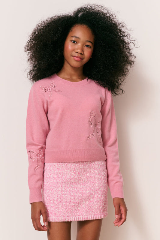 Girls Zolee Cashmere Bow Pullover