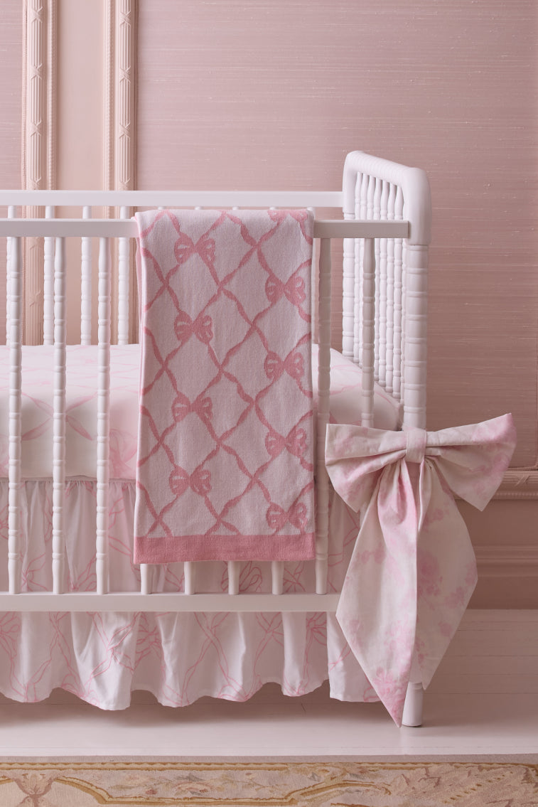 Bow Throw Blanket- PASTEL PINK