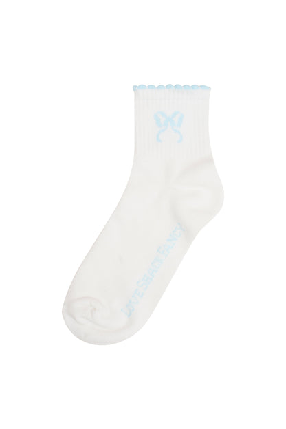 Doyenne Cotton Bow Ankle Socks - BLUE