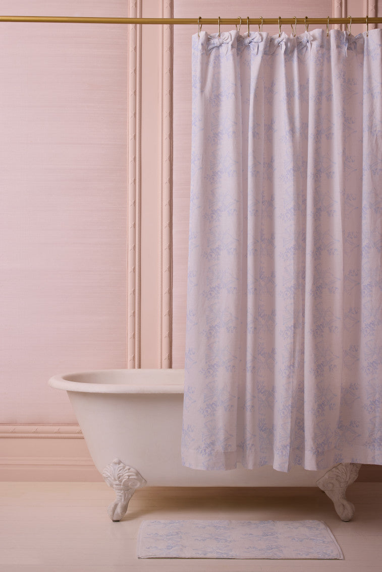 Linen Bow Shower Curtain - BLUE CLOUD