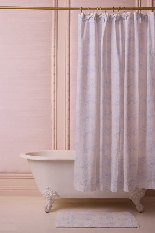 Linen Bow Shower Curtain - BLUE CLOUD