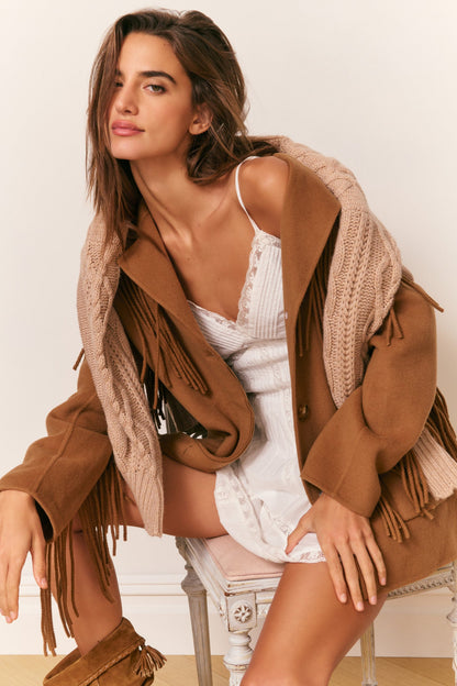 Maebella Wool Fringe Jacket