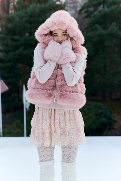 LoveShackFancy x MAX&MOI Adalia Wool-Cashmere Faux Fur Gloves