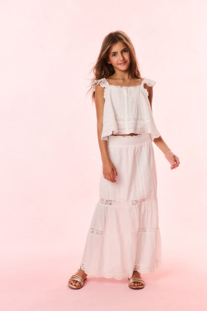 Girls Norabel Cotton Lace-Trimmed Top