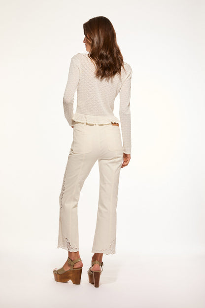 Maia Cropped Crochet-Trimmed Pant