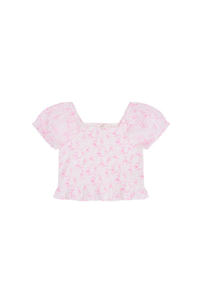 Girls Fabielle Bow Print Top
