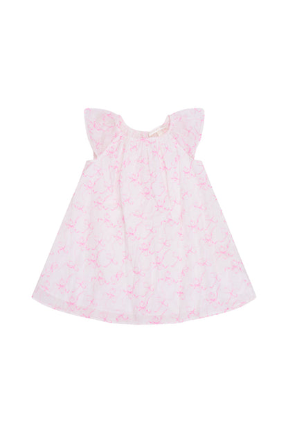 Girls Lou Bow Print Mini Dress