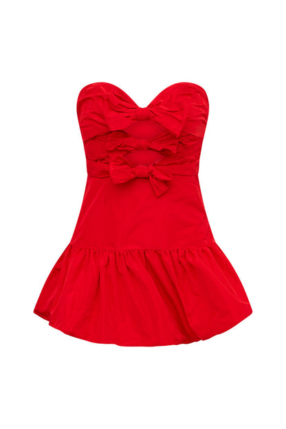 Woodlow Bow Mini Dress - RED