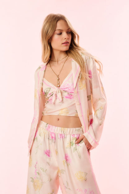 Renetta Satin Floral Top