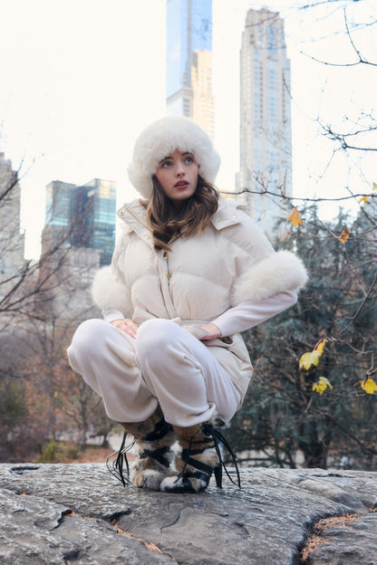 LoveShackFancy x MAX&MOI Amaral Wool-Cashmere Faux Fur Hat